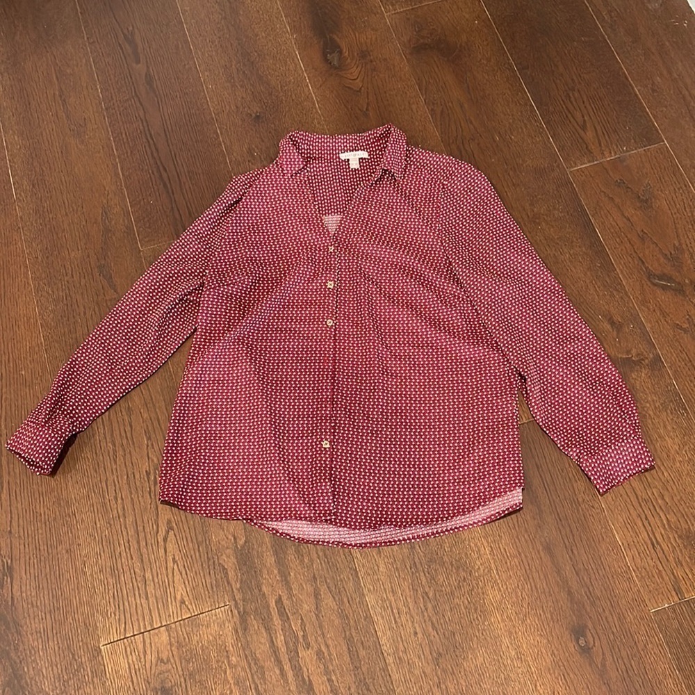 Roz & Ali Red Long Sleeve Blouse Size 1X